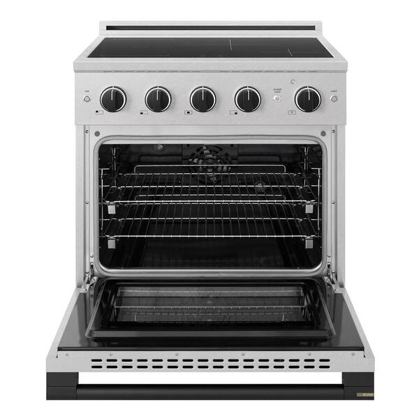 Autograph 30 in. 4.2 cu. ft. Marino Induction Range 4 Burner Elements and Electric Oven in Satin Stainless and Black