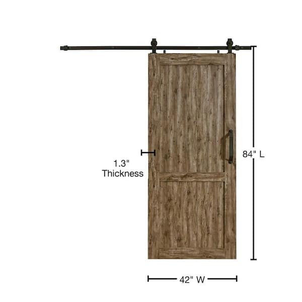 Pinecroft 42 In X 84 In Millbrooke Weathered Grey H Style Ready To Assemble Pvc Vinyl Sliding Barn Door With Hardware Kit Mlb4284wghkd