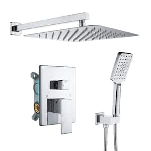 8 in. 3-Spray 1.41 gpm Dual Anti Scald Shower System Set with Square Head Shower and Handheld Shower in Chrome