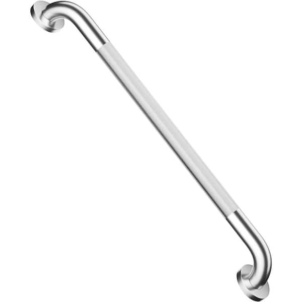 24 in. Anti-Slip Shower Grab Bar-Satin Brushed Nickel Knurled Steel Safety Rail for Elderly Handicap & Bathroom Support