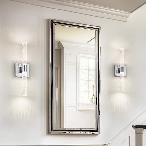 17 in. 2-Light Sliver Crystal LED Wall Sconce, Natural Alabaster Modern Wall Light for Bedroom, Bathroom, Living Room