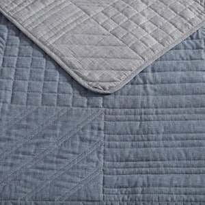 Hidden Lake Blue Plaid Cotton Quilt Set