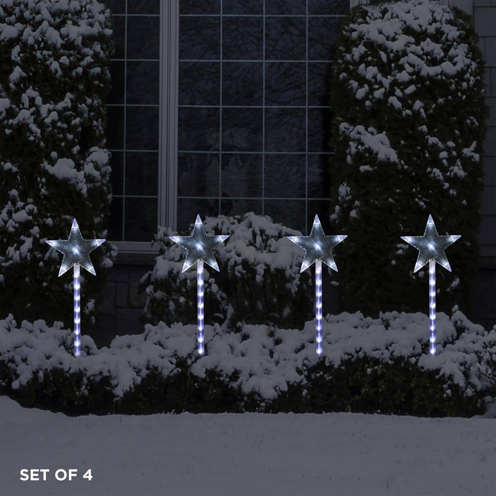 Shooting Star LED Pathway Stakes, 4-Pack, Cool White