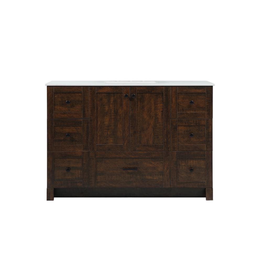 Simply Living 48 in. Single Bathroom Vanity in expresso with Quartz Vanity 