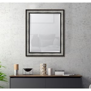 Medium Rectangle Pewter Beveled Glass Contemporary Mirror (34 in. H x 28 in. W)