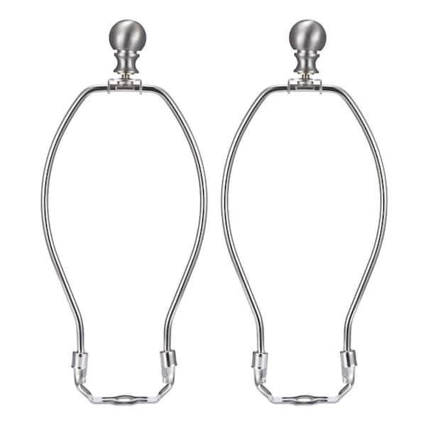 8 Inch Nickel Lamp Harp with Ball Finial and Detachable Saddle Base Holder, 2 Pack for Table and Floor Lamps