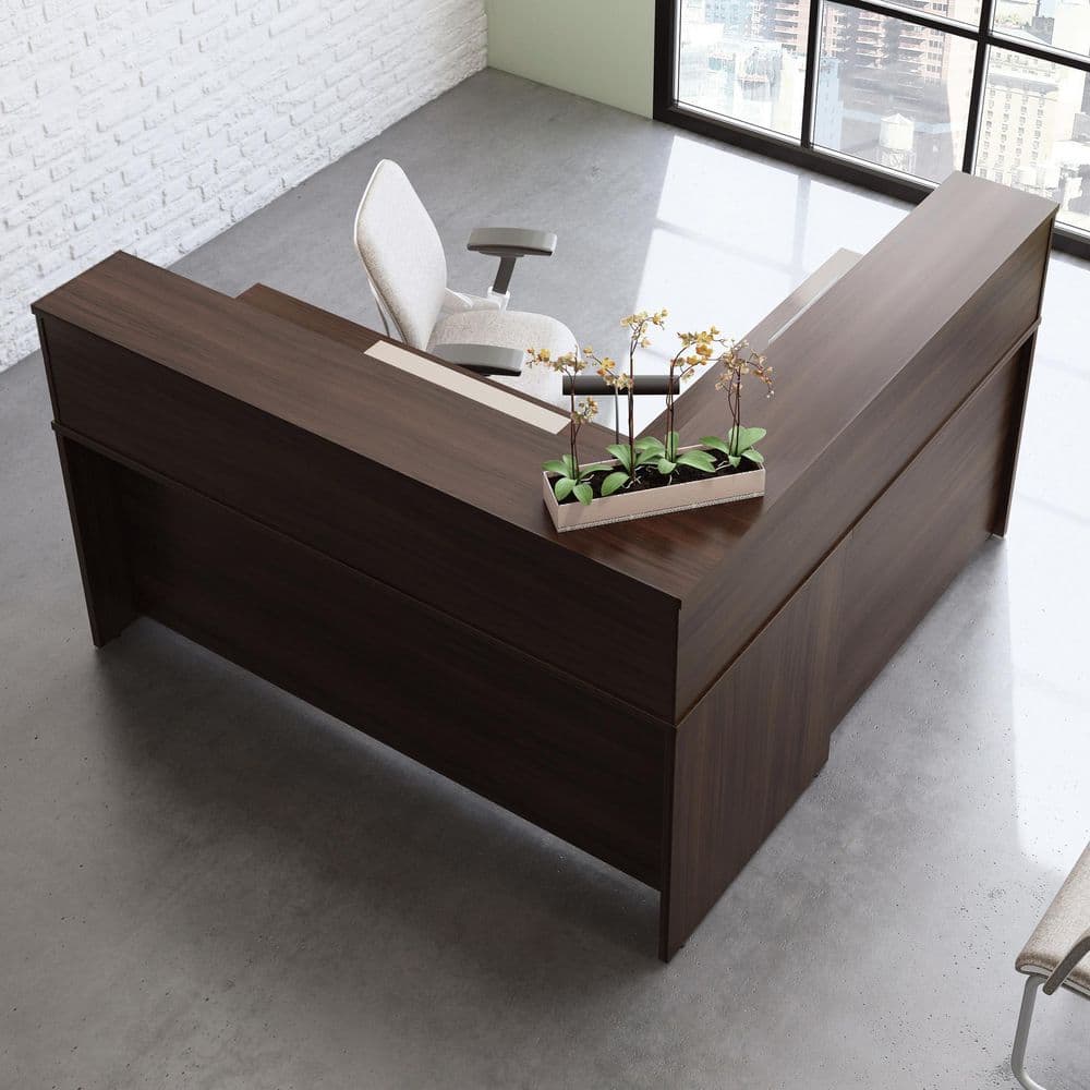 Noble Elm Brown Engineered Wood Reception Hutch