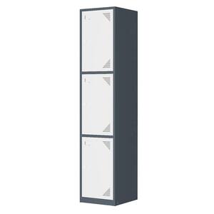 3-Tier 70.98 in. H Gray and White Metal File Cabinet Locker with 3 Doors and Keys