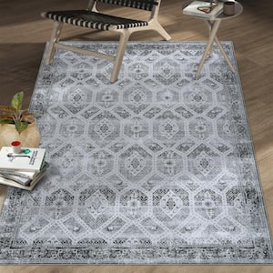 Grey 5 ft. x 7 ft. Persian Vintage Traditional  Modern Area Rug