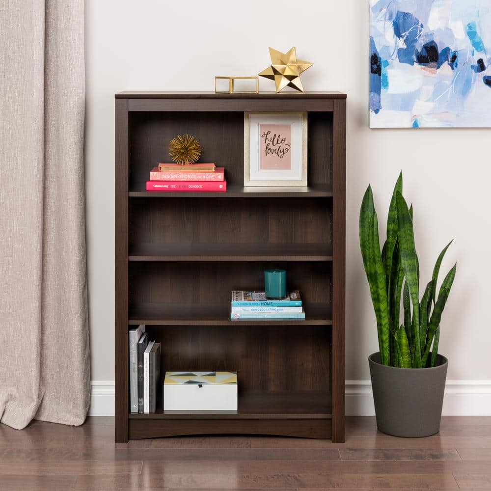 Small Bookcase Library Wooden Adjustable Shelves Storage Media Cabinet  Organizer