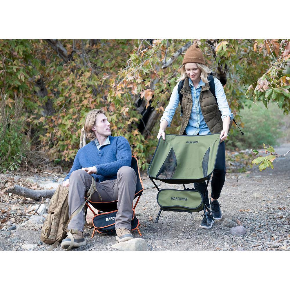 Orange Lightweight Aluminum Folding Camping Chair with Storage Bag