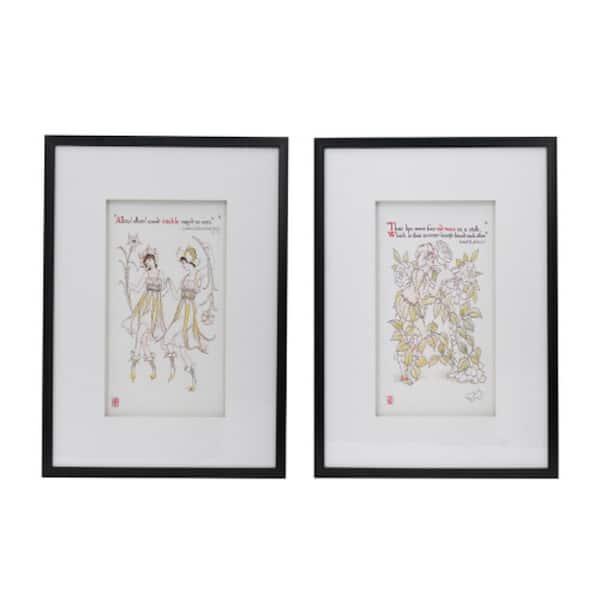 2-Piece Framed 19.7 in. x 27.6 in. Art Nouveau Wall Art Prints for Living Room and Office Hallway, Dining Room