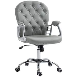 Polyester Rolling Adjustable Height Home Office Chair in Gray with Arms