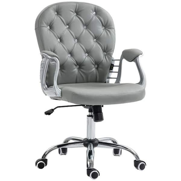 Vinsetto Polyester Rolling Adjustable Height Home Office Chair in Gray with Arms