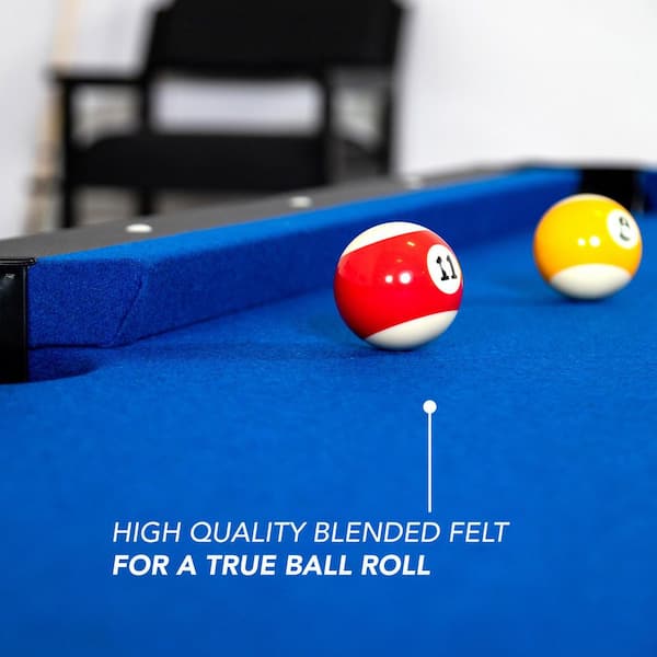 Hathaway Hustler 8 ft. Pool Table with Blue Felt, Internal Ball Return  System, Easy Assembly, Pool Cues and Chalk BG2520PB - The Home Depot