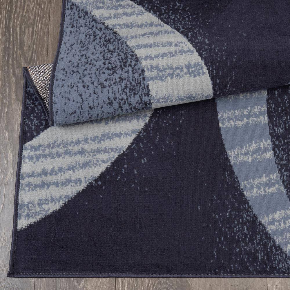 Navy Blue Abstract Geometric 3-Piece Synthetic Area Rug Set