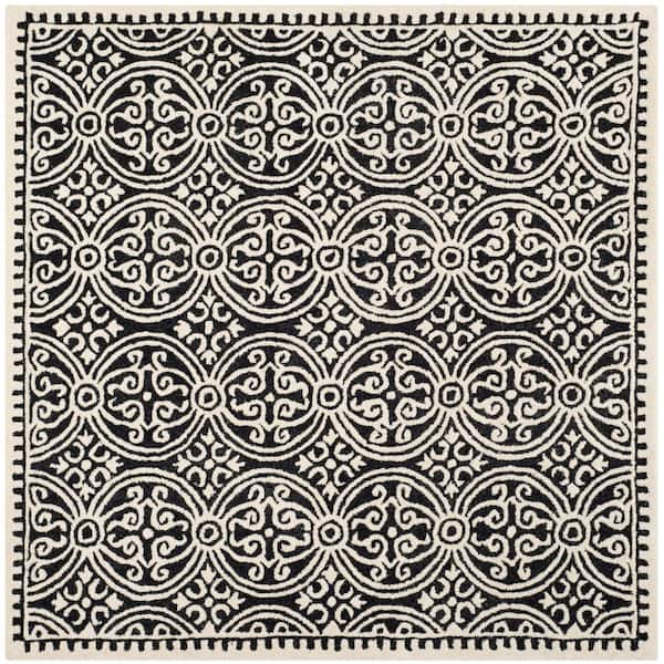 Cambridge Black/Ivory 10 ft. x 10 ft. Geometric Medallion Square Area Rug