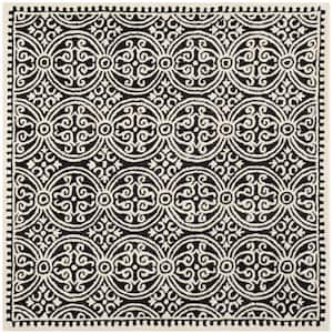 Cambridge Black/Ivory Doormat 3 ft. x 3 ft. Square Geometric Medallion Area Rug