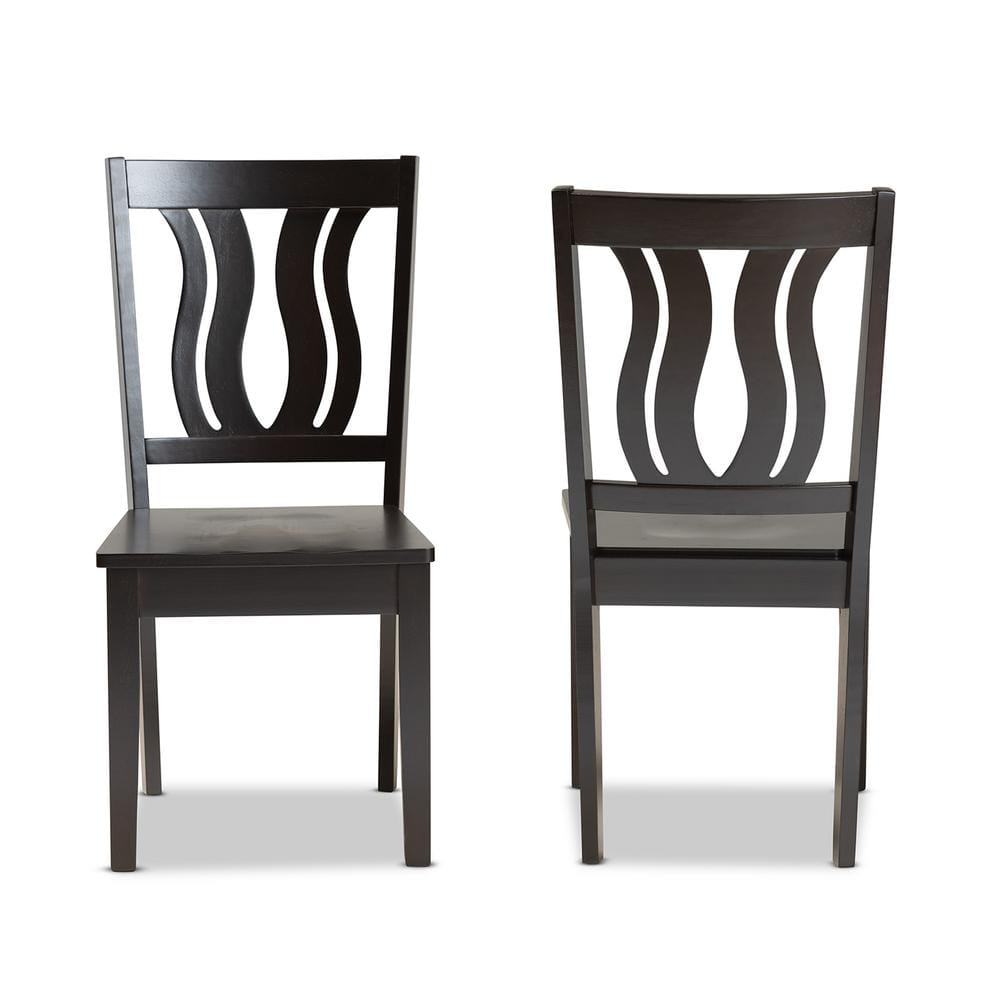 Fenton Dark Brown Wood and Cane Geometric Dining Chair Set