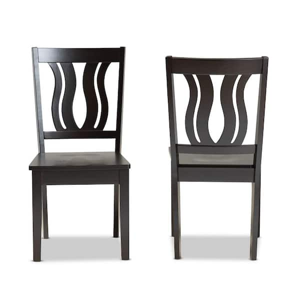 Baxton Studio Fenton Dark Brown Solid Wood Dining Chair Set of 2