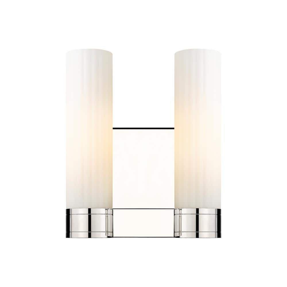 Empire 10.5 in. 2-Light Polished Nickel Wall Sconce with Glass Shade price history on PriceWatchPro