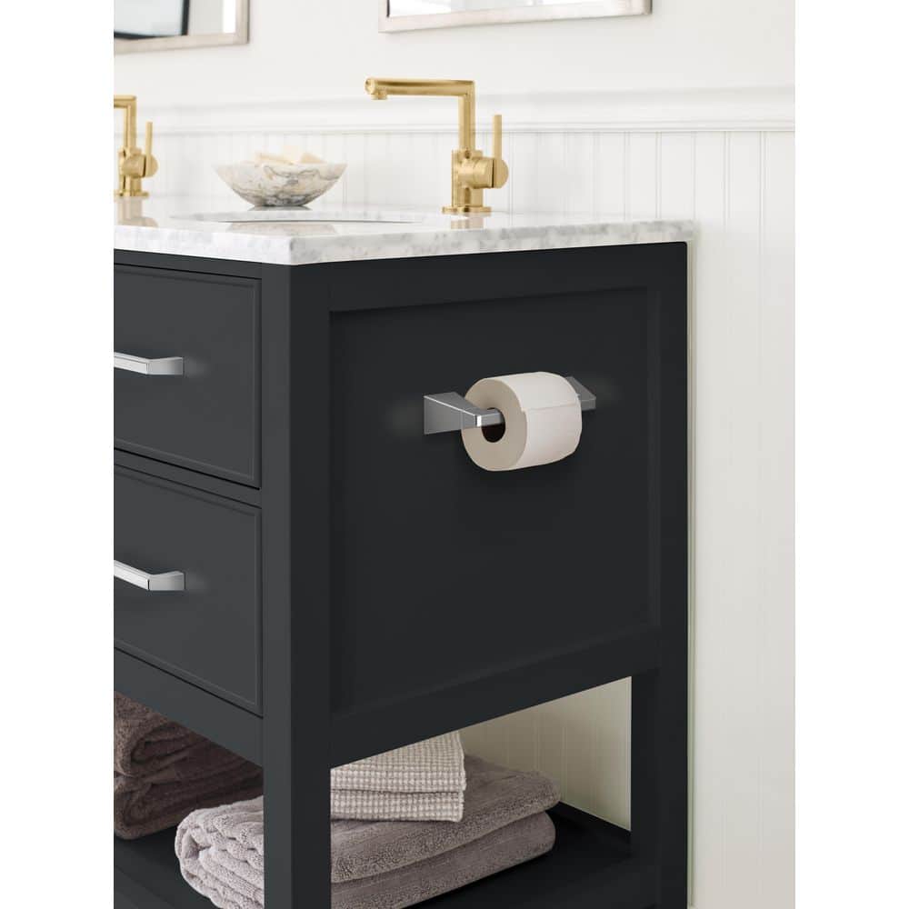 Chrome Geometric Pivoting Double Post Toilet Paper Holder