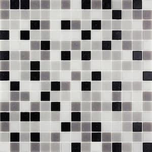 Mingles 12 in. x 12 in. Glossy Gray and Black Glass Mosaic Wall and Floor Tile (20 sq. ft./case) (20-pack)