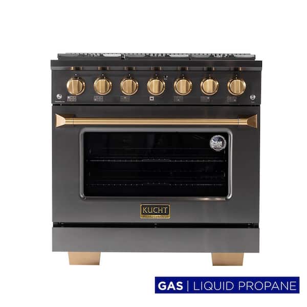 Gemstone Professional 36 in. 5.2 cu. ft. Propane Gas Range with Convection Oven in Titanium Stainless Steel
