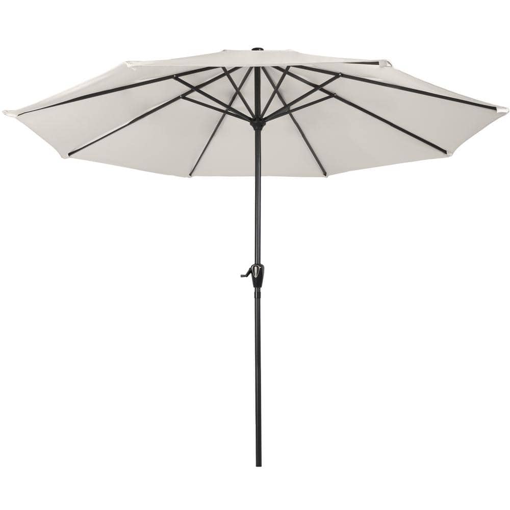 9-Foot Tan Aluminum Patio Umbrella with Auto Crank