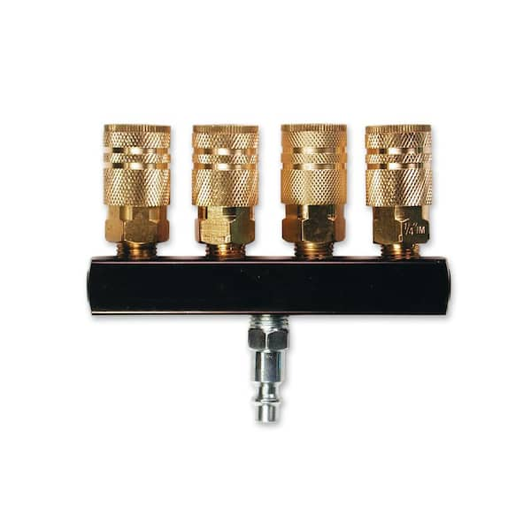 Primefit 4-Way Bar Air Manifold with 1/4 in. 6-Ball Brass Couplers