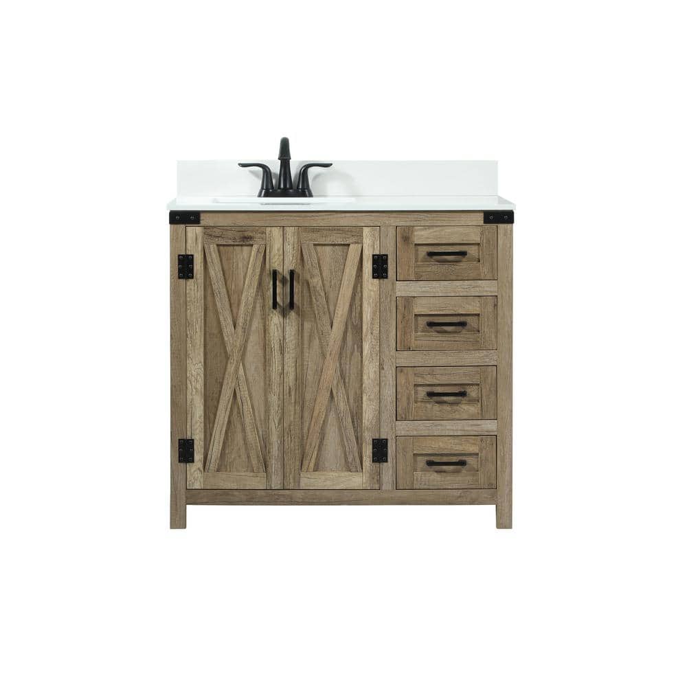 Simply Living 36 in. W x 19 in. D x 34 in. H Bath Vanity in Natural Oak wit