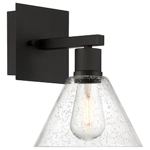Port Nine 1 Matte Black LED Wall Sconce with Clear Glass