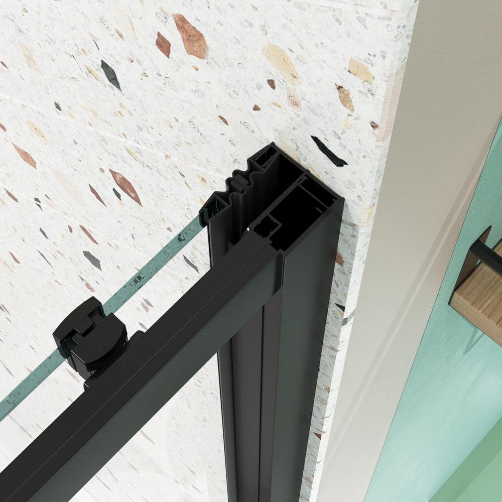 60" Matte Black Sliding Shower Door with Tempered Glass