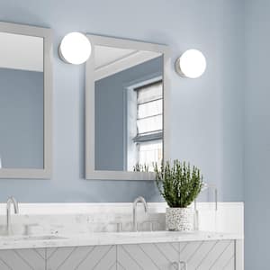 Baybarn 22 in. W x 32 in. H Rectangular Wood Framed Wall Bathroom Vanity Mirror in Light Gray