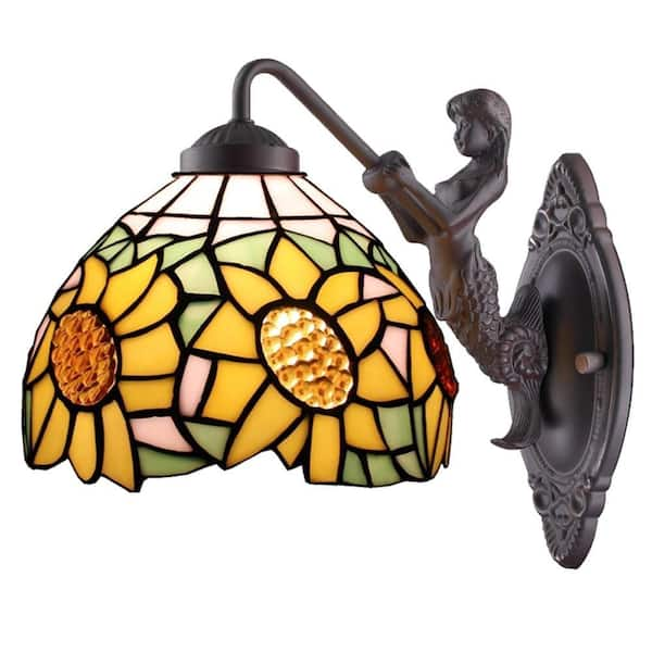 Amora Lighting Tiffany Style Sunflower Wall Lamp