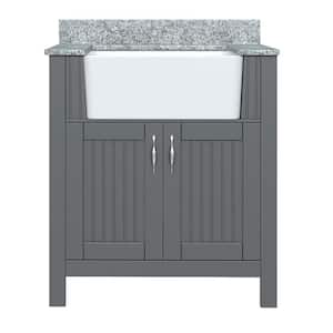 Davenport 31 in. W x 19 in. D Bath Vanity in Twilight Gray with Granite Vanity Top in Viscont White with Farmhouse Sink