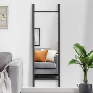 21 in. W x 64 in. H Ladder-Style Solid Wood Framed Mirror in Black
