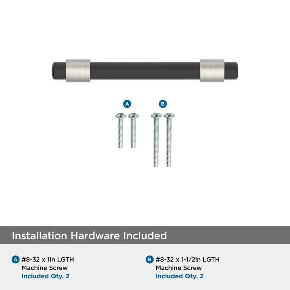Matte Black and Satin Nickel 3" Modern Cabinet Pull