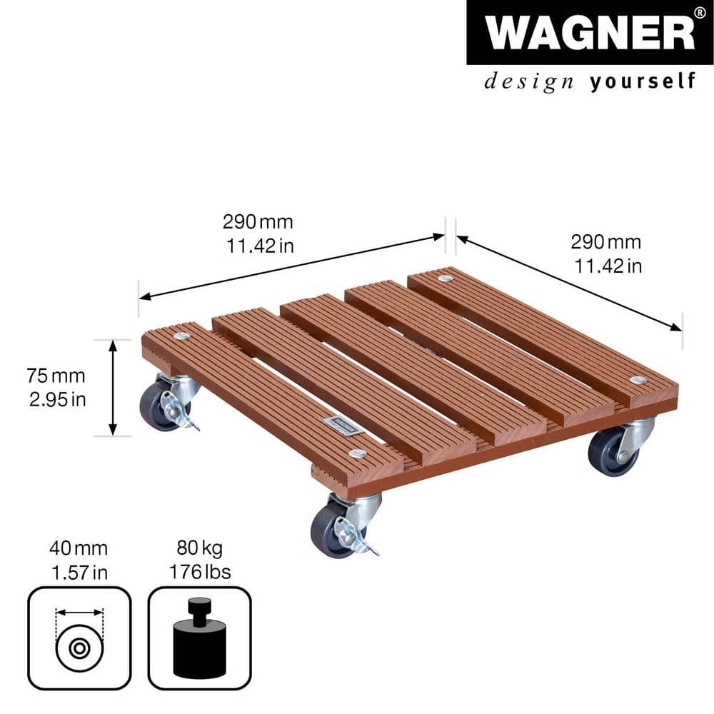 11.4" Terra Cotta Wood Plastic Composite Square Plant Caddy