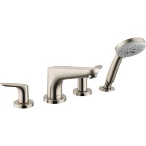 Focus 2-Handle Deck Mount Roman Tub Faucet with Hand Shower in Brushed Nickel