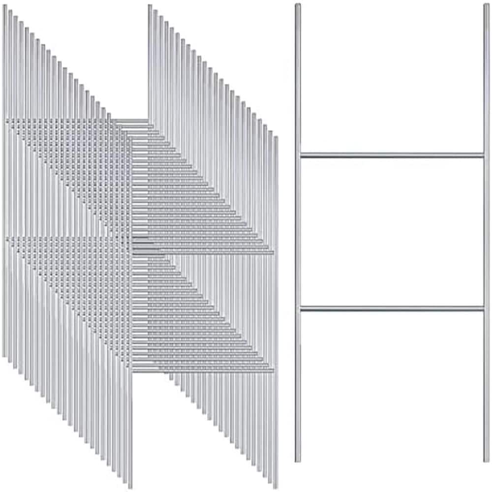 Phewnyzo 25 Pack Galvanized H Frame Yard Sign Stakes 16.5 in. x 7 in ...