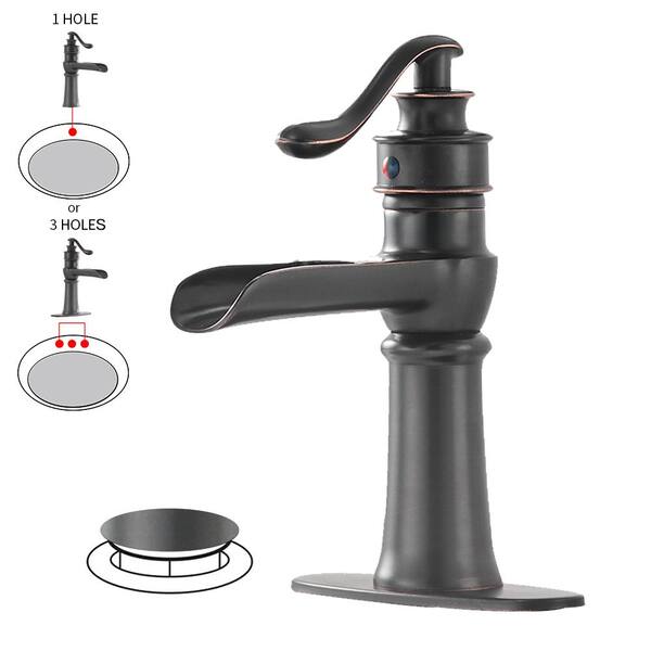 GGStudy Oil Rubbed Bronze Pull Out Bathroom Sink Faucet Swing Arm Deck