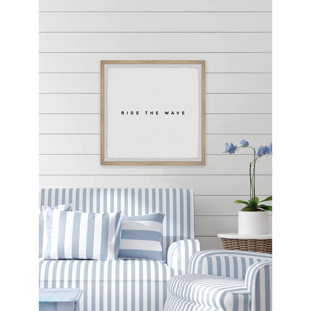 Ride the Wave Black Textual Art Print with Oak Frame