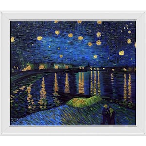 Starry Night Over the Rhone by Vincent Van Gogh Galerie White Framed Architecture Oil Painting Art Print 24 in. x 28 in.