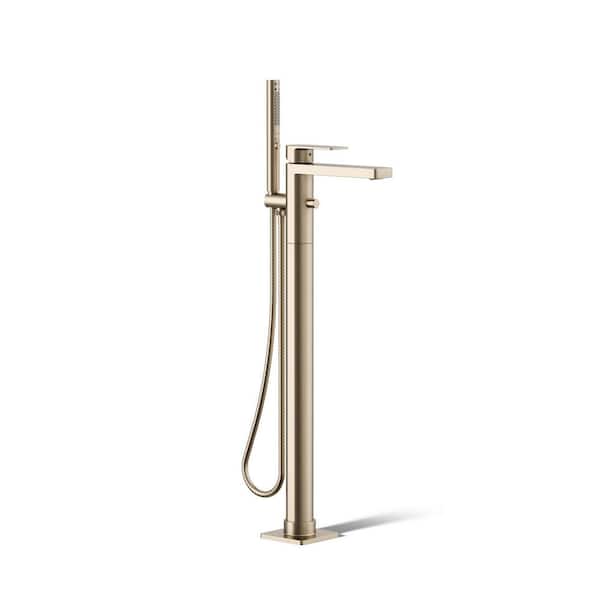 KOHLER Parallel Floor-Mount Bath Filler Trim With Handshower in Vibrant Brushed Bronze