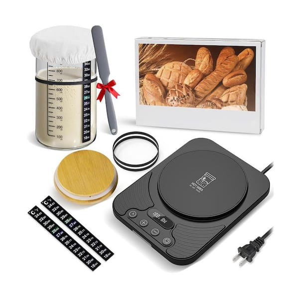 Sourdough Starter Warmer Kit with 34oz Glass Jar 24H Timer 1°F Precision Control Smart Warming Home Baker Tool