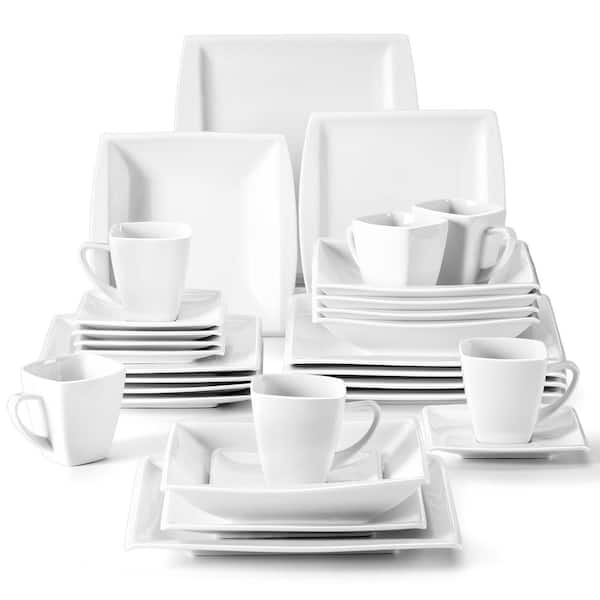 VEWEET 30-Piece Casual Ivory White with Black Lines Pattern Porcelain  Dinnerware Set (Service for 6) TERESA001 - The Home Depot