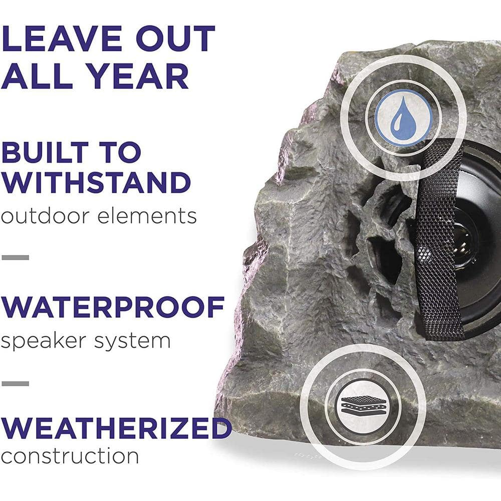 Gray Weatherproof Solar Bluetooth Outdoor Rock Speaker