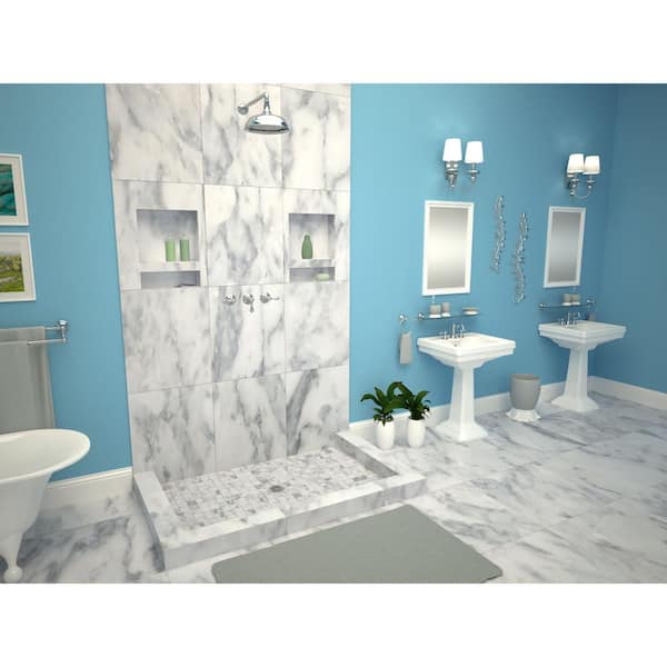 Redi Base 48 in. x 72 in. Triple Threshold Shower Base with Center Drain and Polished Chrome Drain Plate