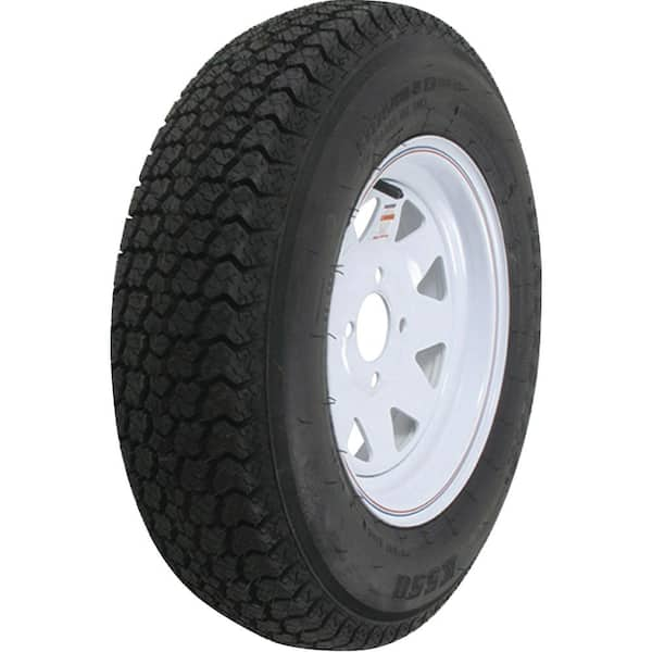 ST205/75D-14 K550 BIAS 1760 lb. Load Capacity White with Stripe 14 in. Bias Tire and Wheel Assembly